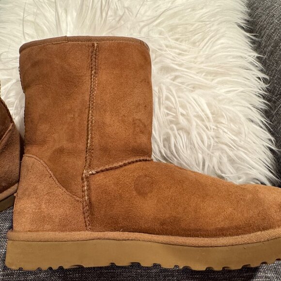 Classic Ugg Boots Womens Size 11 Faux Fur Lined Brown Chestnut Suede - Picture 5 of 14